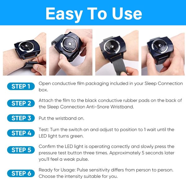 Anti Snoring Devices, Sleep Connection Anti-Snore Wristband, Effective Snoring Solution For Blocked Nostrils Snore Reduction