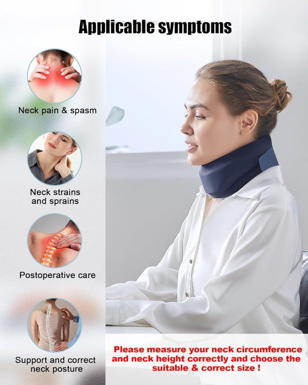 Blabok Neck Brace For Sleeping - Cervical Collar Neck Pain And Neck Support Soft Foam Wraps Keep Vertebrae Stable For Of Cervical Spine Pressure For Women & Men Blue(12.6-15.8 Inch)