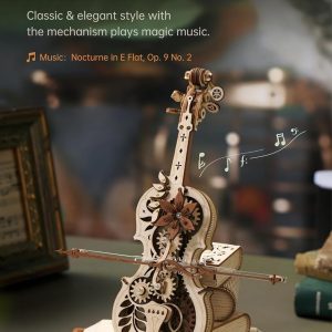 Robotime Wooden Music Box Puzzles For Adults Amk63 Cello, 3D Wooden Puzzles For Adults/Teens Wooden Model Kits To Build, House Warming Musical Gift Hobby Kit Stem Toy Home Decor