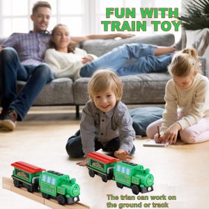 Battery Operated Locomotive Train Set For Wooden Train Tracks,Powerful Engine Train Vehicles Train Electric Remote Control Cars With Light&Sound Train Toy Gift For Kids Toddler