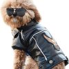 Niula Dog Winter Coat Pu Leather Motorcycle Jacket For Dog Pet Clothes Leather Jacket, Waterproof(S)