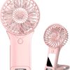 Qqt Mini Handheld Fan,4 Speed Adjustable Portable Battery Operated Fans,Usb Rechargeable Desk Fan With Mirror,Max 20 Hrs Hand Fan For Travel Office Outdoor Women Men (Pink)
