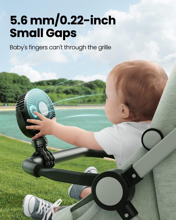 Gaiatop Mini Portable Stroller Fan, Battery Operated Small Clip On Fan, Detachable 3 Speed Rechargeable 360° Rotate Flexible Tripod Cooling Fan For Car Seat Crib Treadmill Travel Black