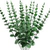 Abaji Plastic Eucalyptus Deep Green Stems 12 Faux Decorations Artificial Leaves Greenery Plant Leaf Home Office House Table Desk Decor Wedding Party Vase Forever Live