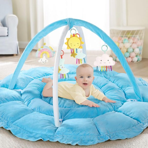 Gimars Ultra Thick-100% Soft Cotton Filling Baby Play Gym & Activity Mat, 53*53U2019U2019 Large Two-Sided Baby Play Mat With Plush & Silk Surface, Stage-Based Developmental Tummy Time Mat For Toddler, Infant