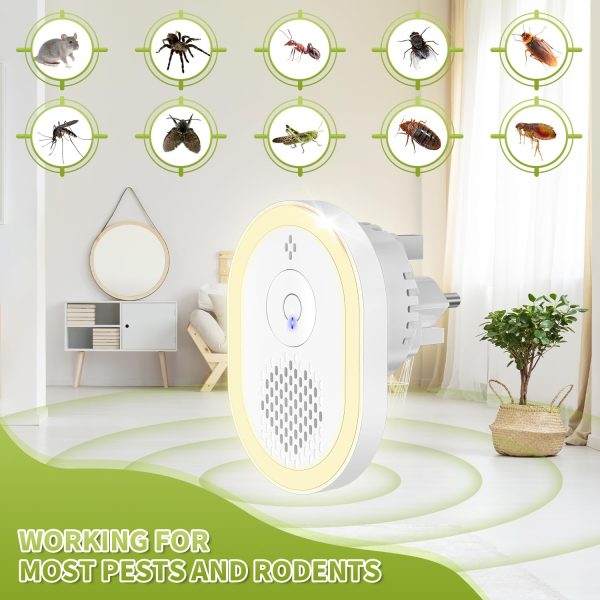 2024 Ultrasonic Pest Repeller, Indoor Pest Repellent 4 Packs, Electronic Plug In Pest Control For Roach, Ant, Rodent, Mouse, Bugs, Mosquito, Spider Repellent For House, Garage, Wareh