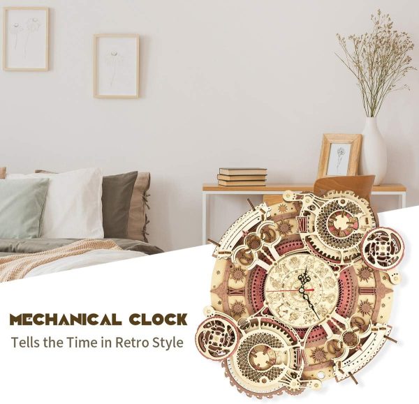 Rokr 3D Wooden Puzzle Clock Model 12"– Diy 168 Pcs Mechanical Model Kit Toys Home Decor Elegant Gifts For Teens/Adults