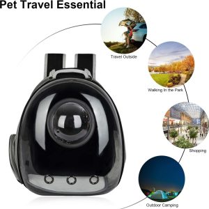 Ajy Black Cat Carrier Dog Carrier Backpack, Pet Carrier Back Pack Pack For Small Medium Cat Puppy Doggie, Dog Body Carrying Bag Travel Space Capsule For Travel, Hiking, Walking & Outdoor Use