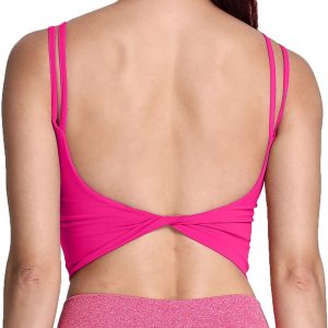 Aoxjox Women'S Workout Sports Bras Fitness Padded Backless Yoga Crop Tank Top Twist Back Cami