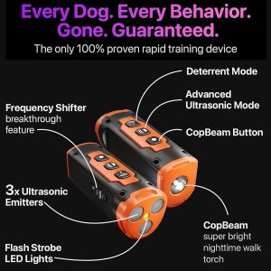 Nps Dog Bark Deterrent Devices W/ 3X Sonic Emitters 50Ft Range | Professional Dog Training Tool, Anti Bark Device For Dogs | Behavior Aid - Barking Silencer Indoor & Outdoor, Rechargeable