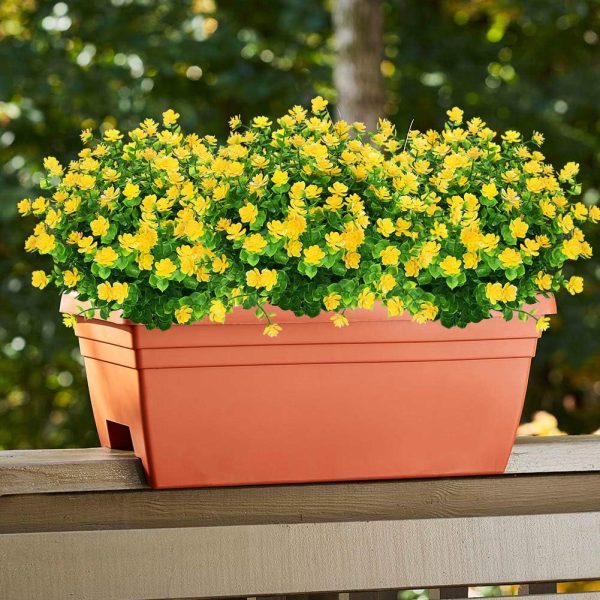 Artbloom 6 Bundles Outdoor Artificial Flowers Uv Resistant Boxwood Plants, Faux Plastic Greenery For Indoor Outside Hanging Plants Garden Porch Window Box Home Wedding Farmhouse Decor (Yellow)