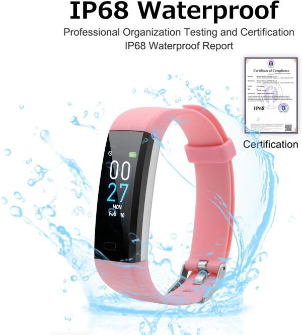 Fitness Tracker With Blood Pressure Heart Rate Sleep Monitor, Activity Tracker Smart Watch Health Tracker Pedometer Step Counter For Iphone & Android Phones For Kids Man Women(Pink)