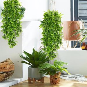 Szjias Artificial Hanging Plants Hanging Plant Faux Plants Greenery Vine Plastic Plants For Outdoor Uv Resistant (2 Pcs)