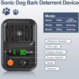 Anti Barking Devices, Auto Dog Bark Deterrent Devices With 3 Levels, Rechargeable Dog Silencer Sonic Barking Deterrent, Ultrasonic Dog Barking Control Devices Indoor/Outdoor Safe For Dog & People