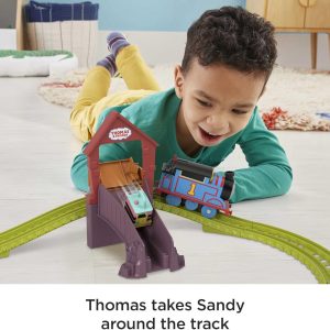 Thomas & Friends Motorized Toy Train Set Fix 'Em Up Friends With Carly The Crane, Sandy The Rail Speeder & Thomas For Preschool Kids Ages 3+ Years U200B