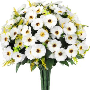 Ouddy Decor 12 Bundles Artificial Flowers For Outdoors, Daisy Flowers With Stems Artificial Plants For Garden Porch Window Box Room Home Decor, Mixed Color