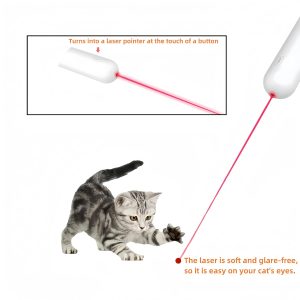 Anyutech Retractable Cat Teaser Toy And Feather Refills Toy With Laser For Indoor Cats - Interactive Cat Toys (Blue)