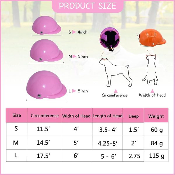 Gugelives Pet Dog Helmet Doggie Hardhat For Pets Chihuahua Motorcycles Bike Outdoor Protect Head Sunproof Rainproof Small Medium Large Puppy Helmets Supplies(S, Pink)