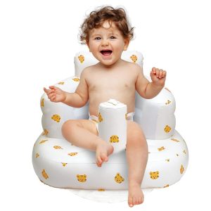 Airswim Inflatable Baby Seat, Inflatable Baby Chair For Babies 3 Months And Up Summer Baby Inflatable Seat For Sitting Up, Blow Up Baby Floor Seat With Built In Air Pump, Bear