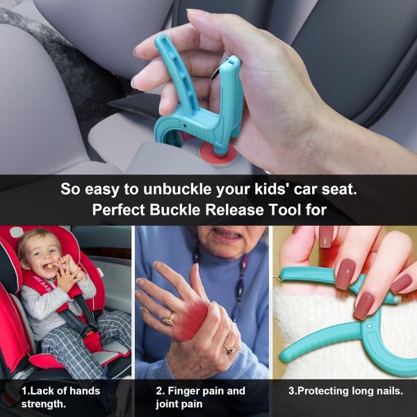 Easy Car Seat Buckle Release Tool For Baby Toddler Car Seat, Car Seat Button Unbuckle Aid, Car Seat Unbuckle Clip Opener Convenient For Kids,Grandparents Those With Long Nails And Arthritis (Blue)