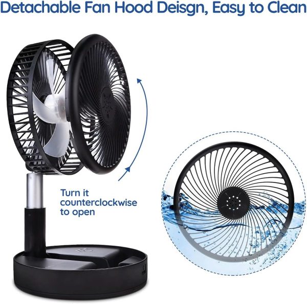 Primevolve Battery Operated Portable Standing Fan, Rechargeable Usb Personal Floor Fan With Adjustable Height Black