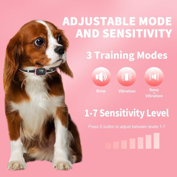 Ricivi Anti-Bark Collar For Small Dogs, No Shock Anti Barking Collars With 7 Sensitivities, 3 Adjustable Modes Beep & Vibration, Ip67 Waterproof - Effective & Humane Small Dogs Bark Collar-Rose Pink