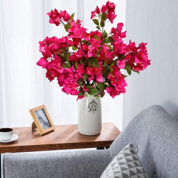 Pack Of 8 Artificial Flowers Stems Silk Bougainvillea Branches For Wedding Centerpieces, Table Runner, Indoor & Outdoor Decoration - 30 Inch (Fuchsia) 1