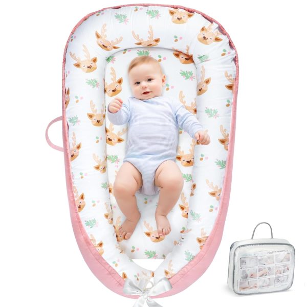 Urmywo Baby Lounger - Baby Lounger For Newborn, Breathable & Soft Baby Nest Cover Co Sleeper For Baby 0-24 Months, Babies Essentials Gifts, Portable Infant Lounger Baby Floor Seat For Home And Travel