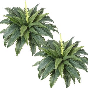Dremisland Artificial Ferns For Outdoors, Set Of 2 Bouquets 30" Diam Large Ferns Potted Or Hanging Artificial Boston Fern | Plant Shrubs For Home Garden Porch Farmhouse Decoraction (2 Pcs)