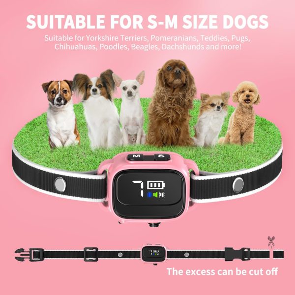 Ricivi Anti-Bark Collar For Small Dogs, No Shock Anti Barking Collars With 7 Sensitivities, 3 Adjustable Modes Beep & Vibration, Ip67 Waterproof - Effective & Humane Small Dogs Bark Collar-Rose Pink