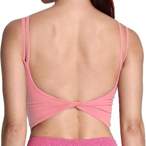 Aoxjox Women'S Workout Sports Bras Fitness Padded Backless Yoga Crop Tank Top Twist Back Cami