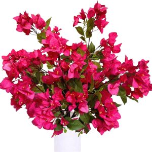 Pack Of 8 Artificial Flowers Stems Silk Bougainvillea Branches For Wedding Centerpieces, Table Runner, Indoor & Outdoor Decoration - 30 Inch (Fuchsia) 1