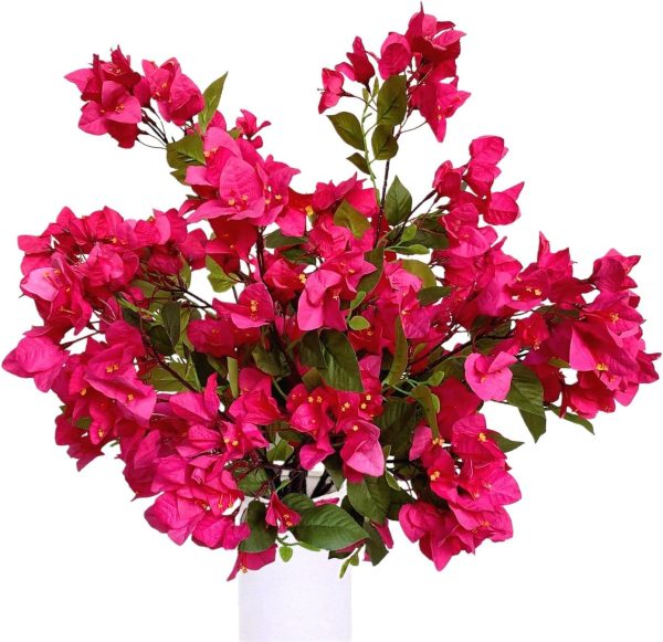 Pack Of 8 Artificial Flowers Stems Silk Bougainvillea Branches For Wedding Centerpieces, Table Runner, Indoor & Outdoor Decoration - 30 Inch (Fuchsia) 1