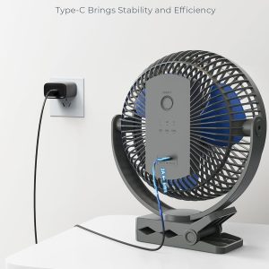 Xasla 10000Mah Portable Rechargeable Clip On Fan, 8 Inch Battery Operated Fan, 24 Hours Work Time, 4 Speeds Personal Fan, Ideal For Outdoor Camping Golf Cart Home Office Blue