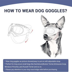 Petleso Dog Goggles Medium Breed, Dog Sunglasses For Medium Dog Puppy Sunglasses Uv Protection For Dog Driving Hiking, Silver Lens