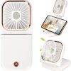 Portable Mini Fan Small Battery Operated Fan 5 In 1 As Power Bank,Phone Holder,Handheld Fan,Desk Fan, Usb Rechargeable Personal Hand Fans,3000 Mah Power Bank,3 Speed Adjustable, Neck Lanyard, White