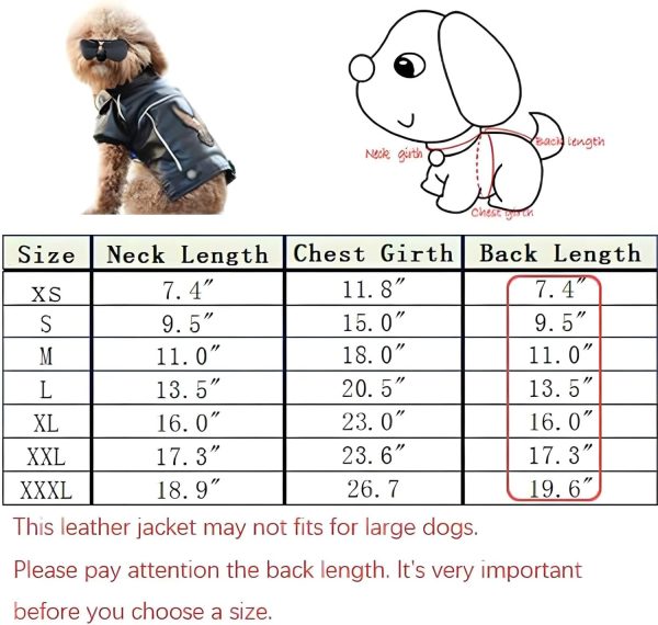 Niula Dog Winter Coat Pu Leather Motorcycle Jacket For Dog Pet Clothes Leather Jacket, Waterproof(S)