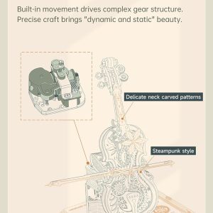 Robotime Wooden Music Box Puzzles For Adults Amk63 Cello, 3D Wooden Puzzles For Adults/Teens Wooden Model Kits To Build, House Warming Musical Gift Hobby Kit Stem Toy Home Decor