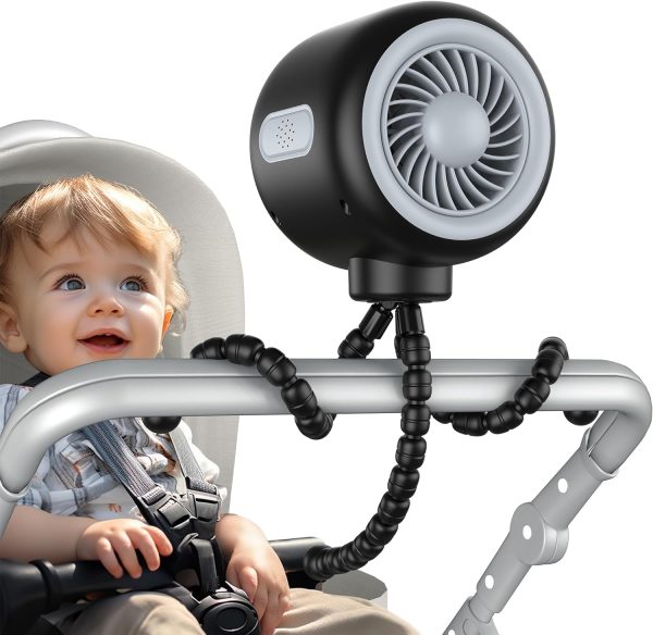 Slenpet Astronaut Portable Stroller Fan, Baby-Safe Clip-On With Detachable Flexible Tripod, Rechargeable Battery-Operated, 3-Speeds, 270° Rotation - Ideal For Car Seats, Cribs, Treadmills, Travel