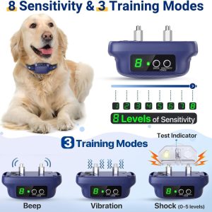 Dog Bark Collar, Automatic Barking Collar With Beep Vibration Shock,Rechargeable Anti Bark Collar With Adjustable 8 Sensitivity,Smart Bark Training Collars For Large Medium Dogs