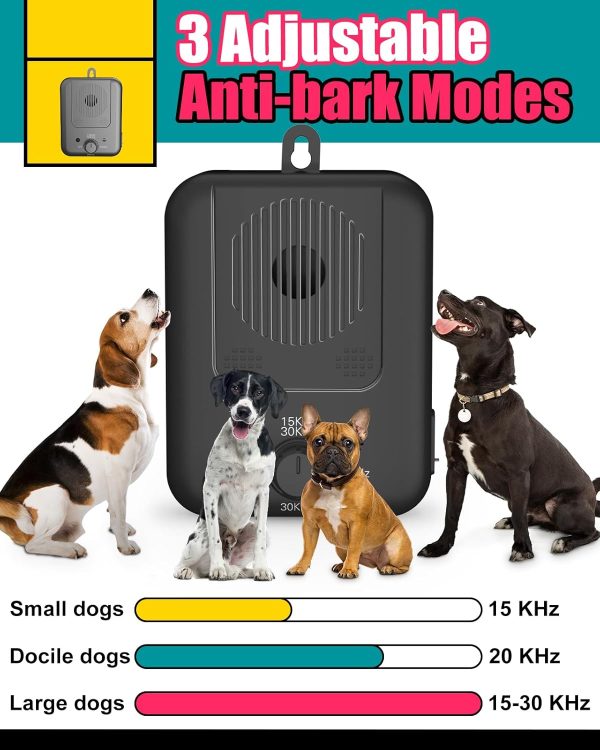 Anti Barking Device, 50Ft Dog Control Devices With 3 Adjustable Levels, Rechargeable Ultrasonic Bark Deterrent Behavior Training Tool For Almost Dogs, Stop Neighbors Silencer