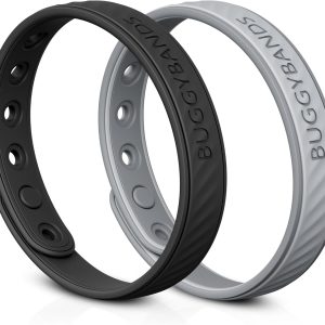 Mosquito Repellent Bracelets, 2 Pack Silicone Mosquito Repellent Bands With Deet , Natural & Waterproof Bug Wristbands For Kids And Adults, Outdoor Traveling Protection (Black&Grey)