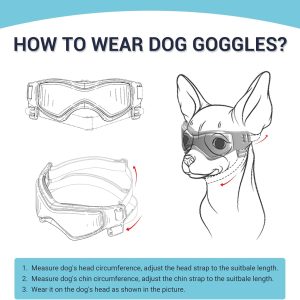 Dog Goggles Medium Breed, Dog Sunglasses Small Breed Dog Eye Sun Light Protection, Uv Protection Goggles For Dog With Adjustable Straps, Medium Black