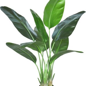 Haihong 2Packs 4Ft Artificial Bird Of Paradise Plant,Faux Palm Tree Potted Plant With Real Touch Leaves, Trees For Home Living Room Office Indoor Outdoor Decor(4 Ft-2Packs)