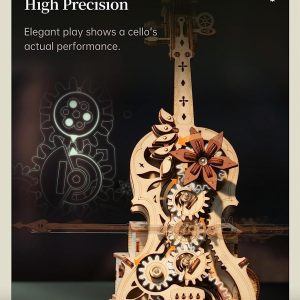 Robotime Wooden Music Box Puzzles For Adults Amk63 Cello, 3D Wooden Puzzles For Adults/Teens Wooden Model Kits To Build, House Warming Musical Gift Hobby Kit Stem Toy Home Decor