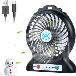 Portable Fan Rechargeable With Battery,3 Speeds Mini Desk Fan, Small Fans Portable Type-C Fan Quiet For Home,Outdoor, Excise,Travel,Office, Complimentary Type-C Cable (Blcak)