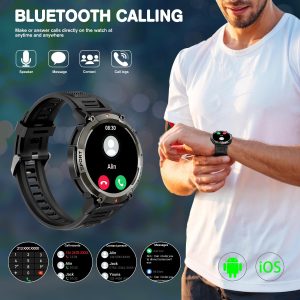 Smart Watches For Men Sports Watch With Led Flashlight 3Atm Waterproof 1.45