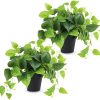 Cewor Faux Pothos, 2 Pack Artificial Plants With Plastic Pot, Artificial Potted Plants For Home Office Bedroom Indoor Outdoor Decor (Blcak)