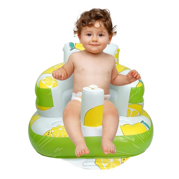 Airswim Inflatable Baby Seat, Inflatable Baby Chair For Babies 3 Months And Up Summer Baby Inflatable Seat For Sitting Up, Blow Up Baby Floor Seat With Built In Air Pump, Bear