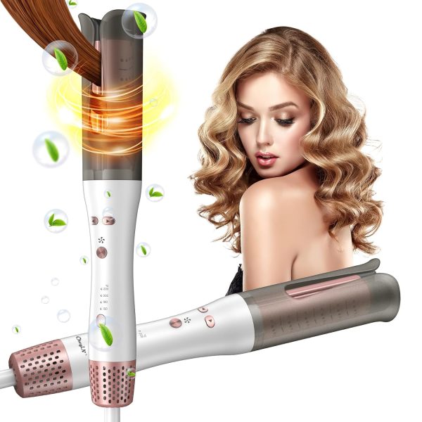 Ckeyin Automatic Curling Iron,Professional Anti-Tangle Auto Hair Curler With 1.25" Ceramic Ionic Barrel & 4 Temperature,Dual Voltage Rotating With Auto Shut-,One-Click Cool For Hair Styling